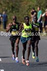 Mo Farah, Mike Kigen and Thomas Ayeko break away in the mens 2014 BUPA Great North Run. Photo: David T. Hewitson/Sports for All Pics